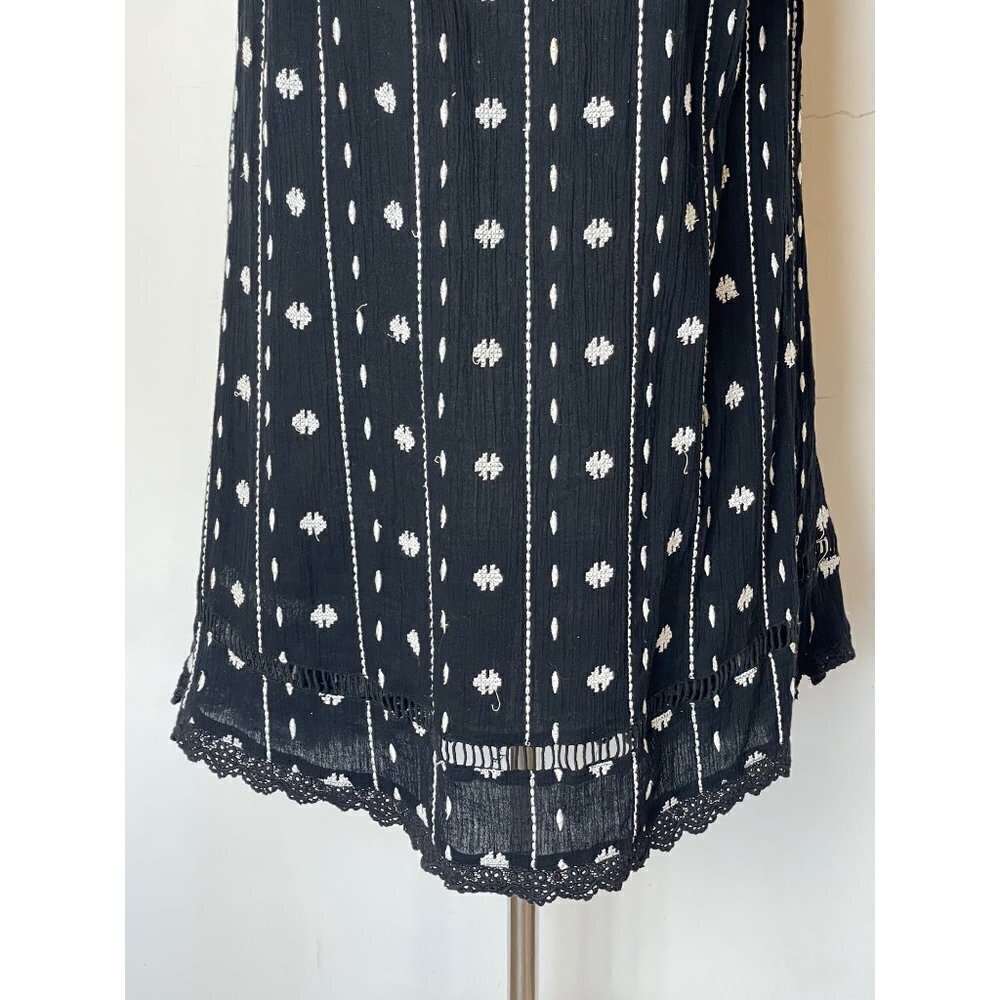 Topshop Black And‎ White Embroidered Off The Shoulder Flowy Tunic Mini Dress 2 - Picture 6 of 10
